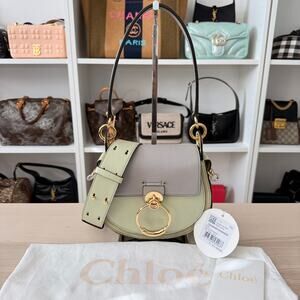 Chloe Tess Bag Leather Small 2 Way Green/Grey